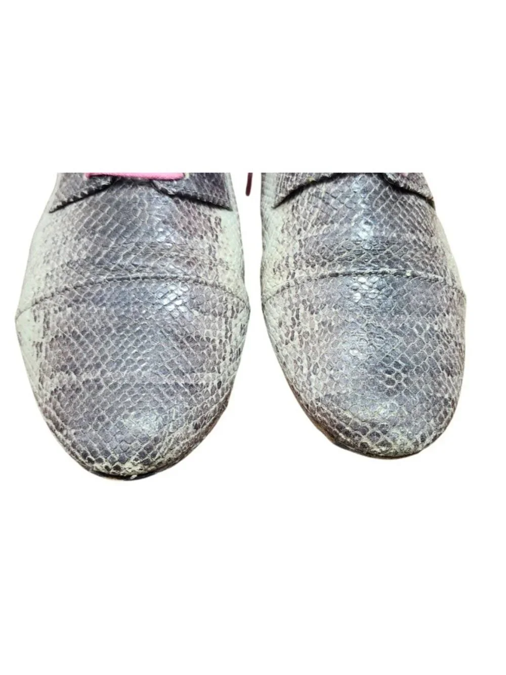 Miu Miu Reptile Print Lace-Up Oxford Shoes Pink Laces EU 38/US 7.5